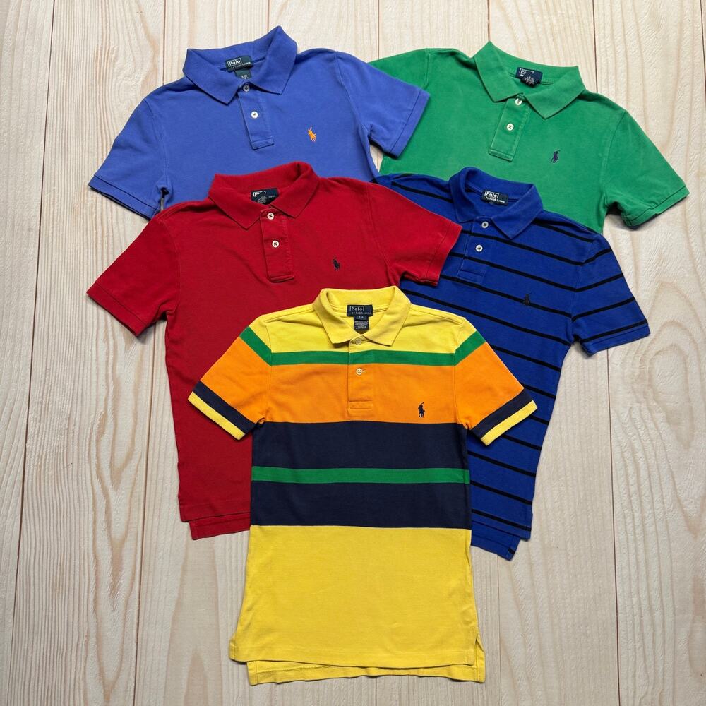 Lot of 5 Polo Ralph Lauren Boys Size Small (8) Short Sleeve Collared Polo Shirt